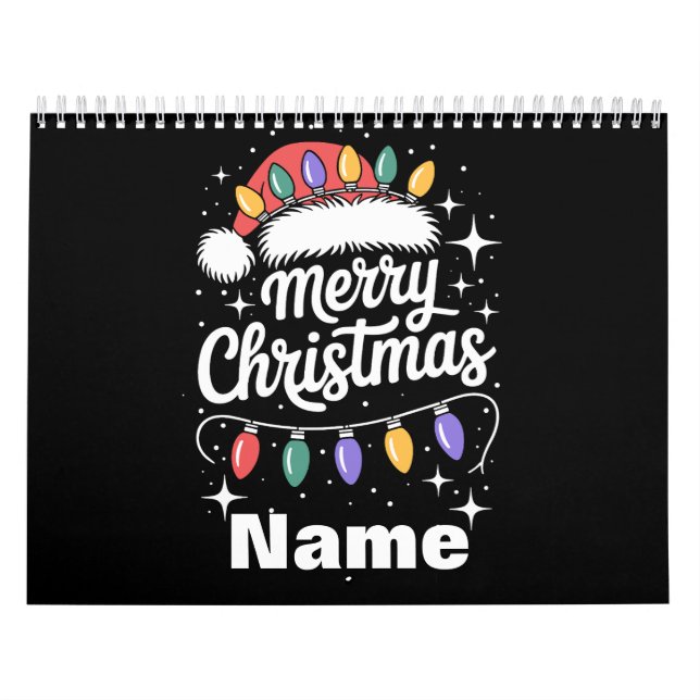 Calendrier Merry Christmas Lights Santa Hat Personalized Gift (Protection)