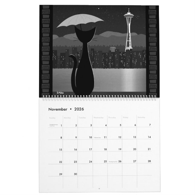 Calendrier Mid Century Travel Cat (Nov 2026)