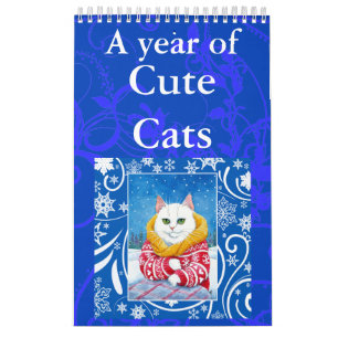 Calendrier mignon d'illustrations d'art de chat