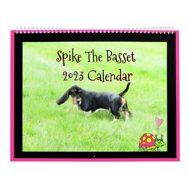 Calendrier Mignonne "Spike The Basset 2023" 2 Page Grand Cale (Protection)