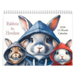 Calendrier Mignons lapins en Sweat - shirt à capuche 2026 Cal