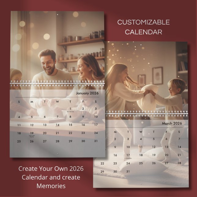 Calendrier Minimalist Custom Family Photo 2026 (Créateur téléchargé)
