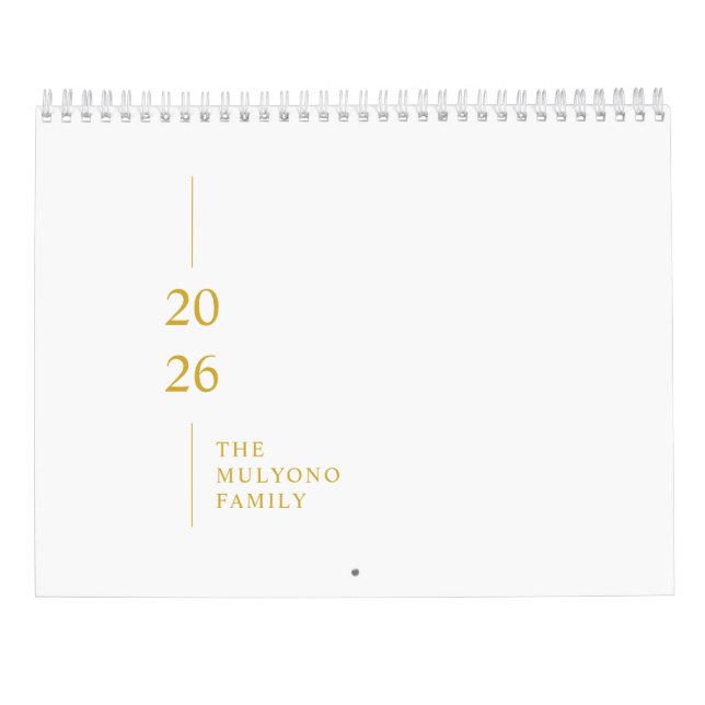 Calendrier Minimalist Modern 2026 Wall Calendar (Dos)