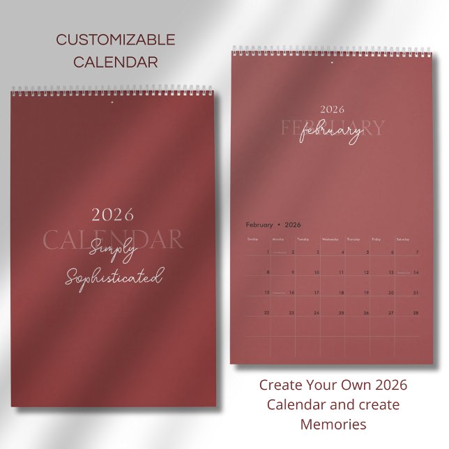Calendrier Minimalist Modern Elegant 2026 Calendar (Créateur téléchargé)