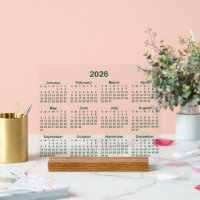 Calendrier Minimaliste Hunter Green 2026