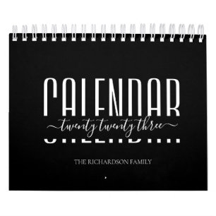Calendrier minimaliste moderne noir et blanc 2023