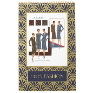 Calendrier Mode vintage des années 1920 Faux Gold Art Deco
