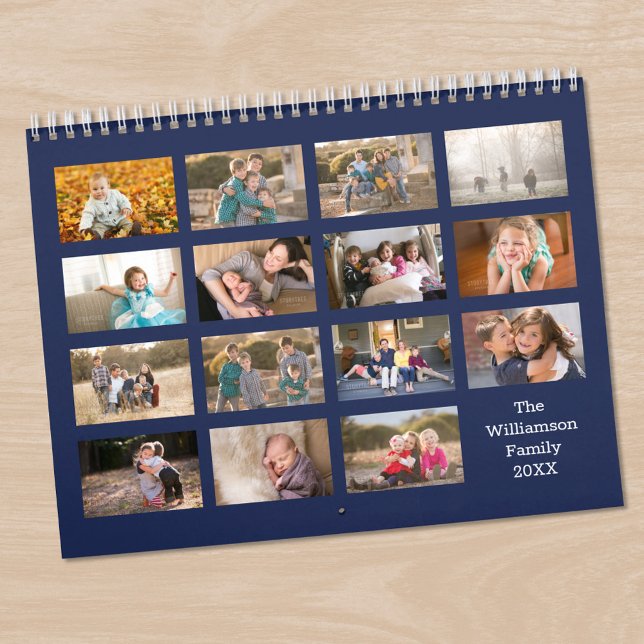 Calendrier Modern Custom 15 Month Navy Blue Photo (Modern Custom 15 Month Navy Blue Photo Calendar in situ)