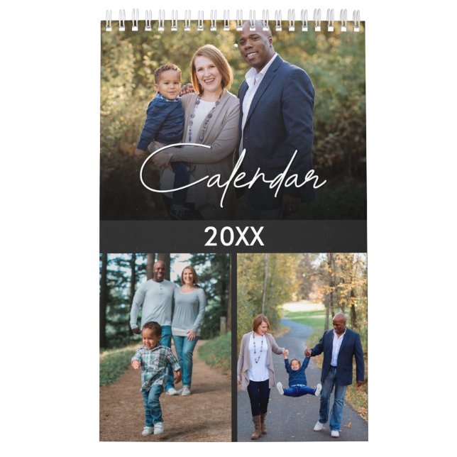 Calendrier Modern Grey multi photo Famille & Amis personnalis (Protection)