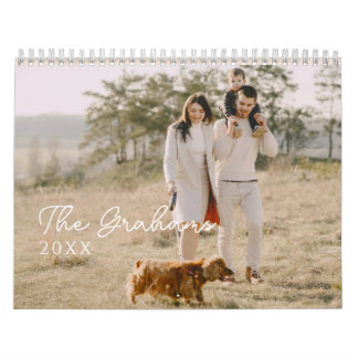 Calendrier Modern Minimal Handwritten Script Family Photo