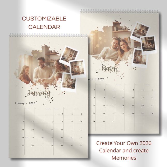 Calendrier Modern Minimalist Family Photo Calendar 2026 (Créateur téléchargé)