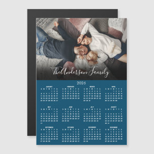 Calendrier moderne 2026 Photo de famille Magnet bl
