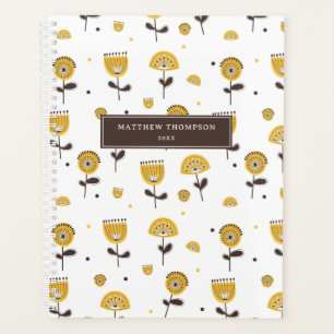 Calendrier moderne de modèle floral jaune du milie