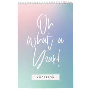 Calendrier moderne de photos en arc-en-ciel pastel