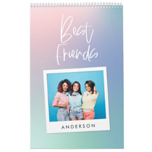 Calendrier moderne de photos en arc-en-ciel pastel