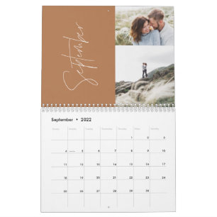 Calendrier Moderne minima terre cuite 2 photo famille élégant