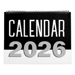 Calendrier Moderne minimaliste noir et blanc 2024