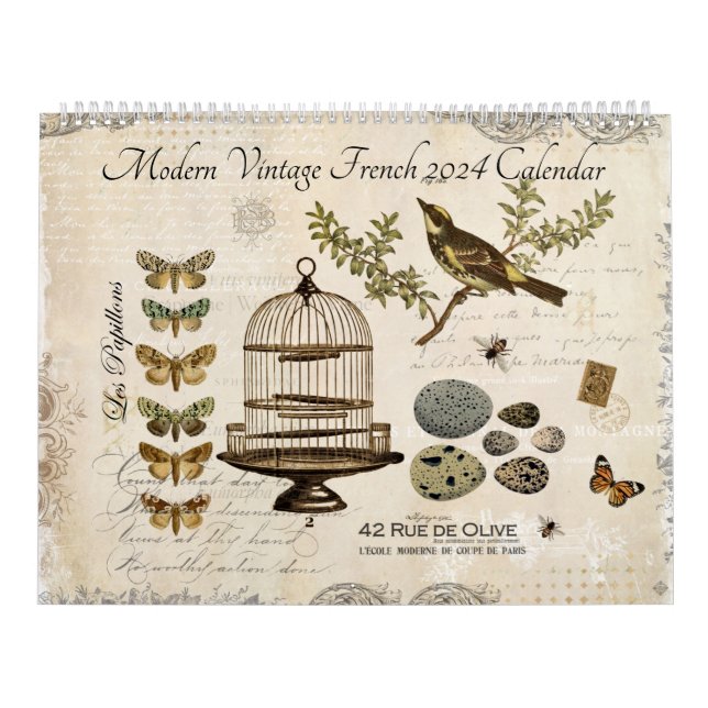 Calendrier moderne Vintage français 2024 (Protection)