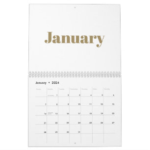 Calendrier Mois de typographie moderne or blanc audacieux 202