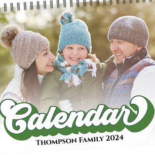 Calendrier Mois photo simples Cool Typographie rétro Coloré