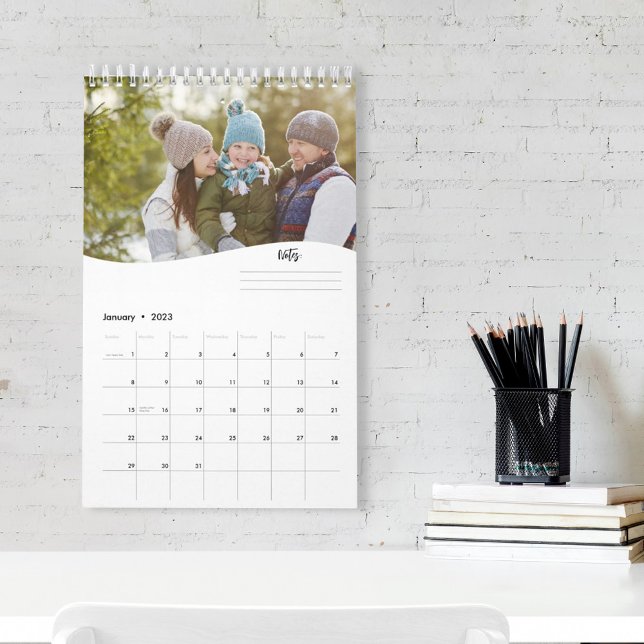 Calendrier Mois photo simples minimalistes Typographie Cool (Créateur téléchargé)
