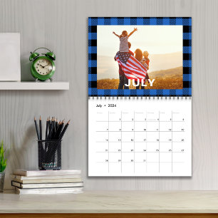 Calendrier Mois photo simples Motif couleur Buffalo Check