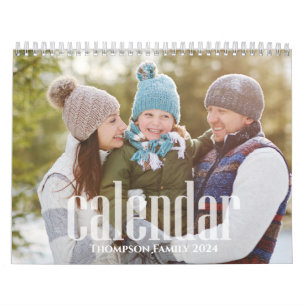 Calendrier Mois photo simples Style de typographie minimalist