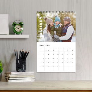 Calendrier Mois photo simples Typographie minimaliste Cool