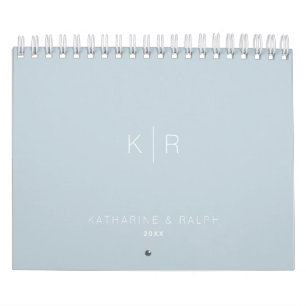 Calendrier Monogramme minimaliste Dusty Blue photo nouvelleme