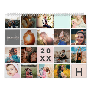 Calendrier Monogramme moderne votre famille 41 photo collage 