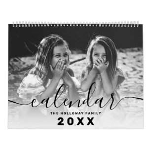 Calendrier monogramme noir votre famille 26 photo collage gri