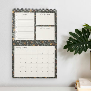 Calendrier Moody Botanical Motif Planificateur mensuel