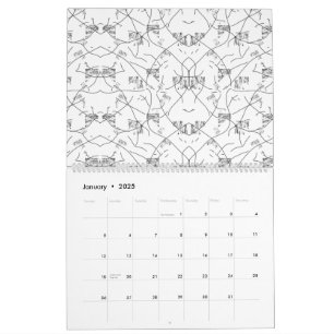 Calendrier motif Abstrait noir et blanc avec répétition, s