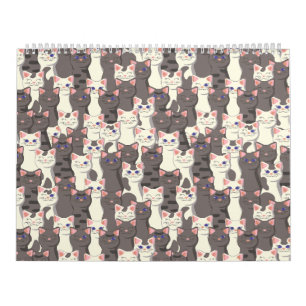 Calendrier Motif de chats blancs et gris