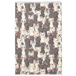 Calendrier Motif de chats blancs et gris