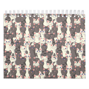 Calendrier Motif de chats blancs et gris