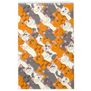 Calendrier Motif en diagonale du chat noir blanc gingembre