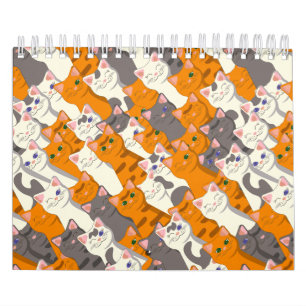 Calendrier Motif en diagonale du chat noir blanc gingembre
