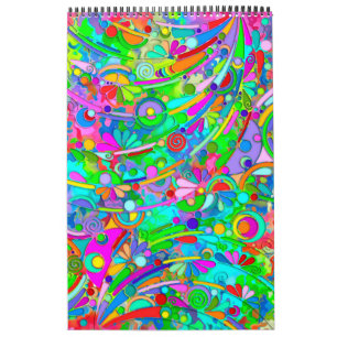 Calendrier Motif Peint À La Main Et Numériquement Art 18