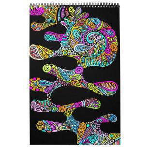 Calendrier Motif Peint À La Main Et Numériquement Art 28