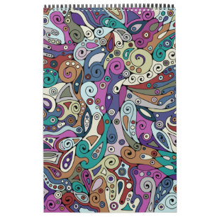 Calendrier Motif Peint À La Main Et Numériquement Art 8