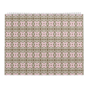 Calendrier motif rose et marron sur un arrière - plan blanc