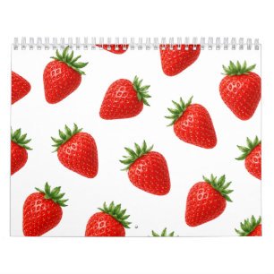 Calendrier Motif sans couture de fraises, joli fruit rouge