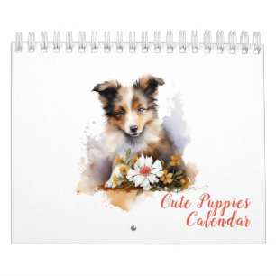 Calendrier Mouchetons mignons Aquarelle Fleur