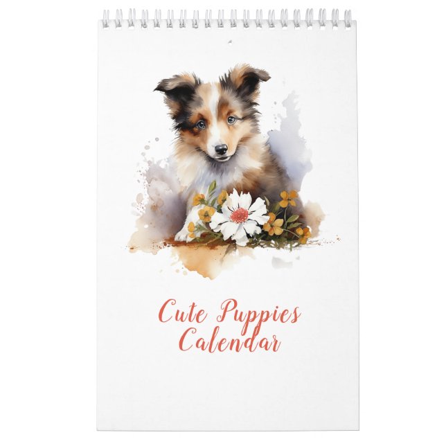 Calendrier Mouchetons mignons Aquarelle Fleur (Protection)