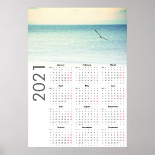 Calendrier Mouette 2021 Poster - Lundi en premier