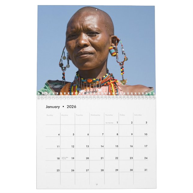 Calendrier Mur des visages africains (Jan 2026)