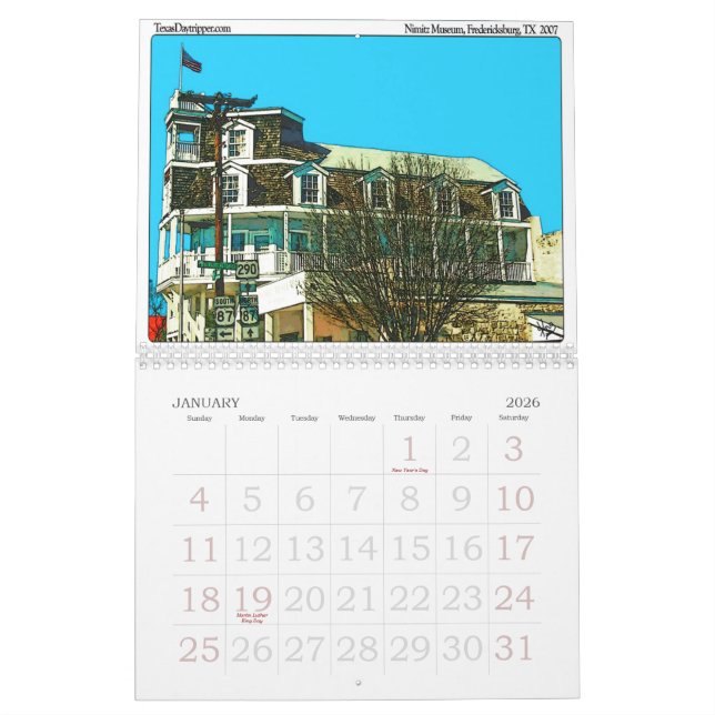 Calendrier Mural 0-2011 Calendrier-Fredericksburg, TX (Jan 2026)