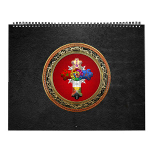 Calendrier Mural [100] Rosy Cross (Croix Rose) sur Red & Gold