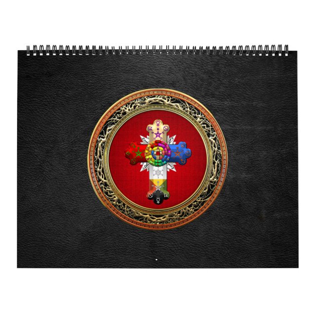 Calendrier Mural [100] Rosy Cross (Croix Rose) sur Red & Gold (Protection)
